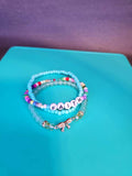 Soft Blue "FAITH" Stackable Beaded Stretch Bracelets
