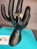 Size 6.5 Filigree Band with Rose Gold Rose Ring
