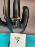 Size 7 Vibrant Green Triple Gemstone Ring