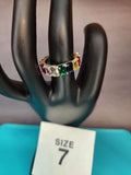 Size 7 Multicolor Rainbow Baguette Eternity Ring