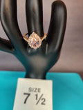 Size 7.5 Rose Gold Halo Teardrop Ring