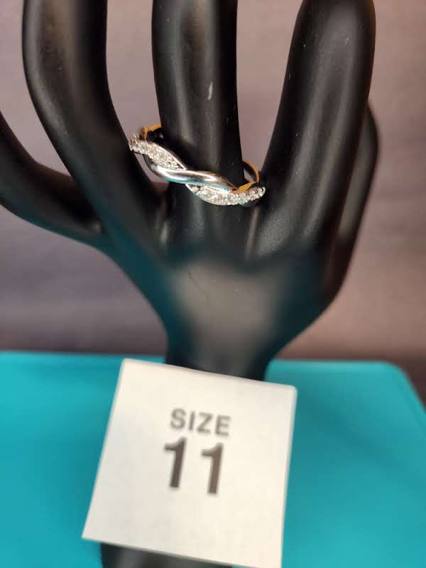 Crystal Infinity Twist Ring Size 11 Stainless Steel