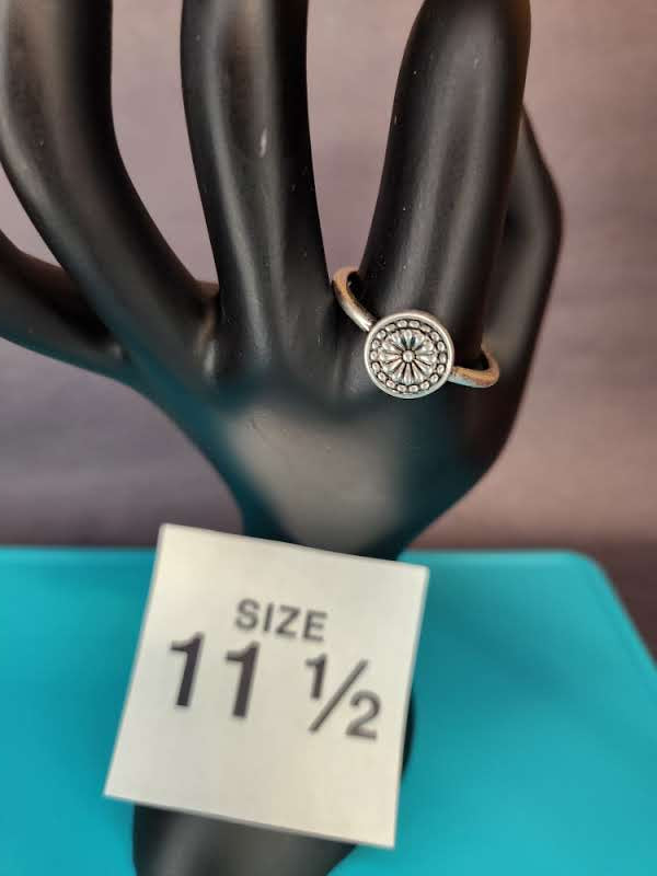 Vintage Sunflower Mandala Silver Ring Size 11 ½ Stainless Steel