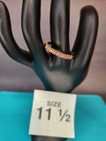Dark Pink Pavé Crystal Gold Band Size 11 ½ Stainless Steel