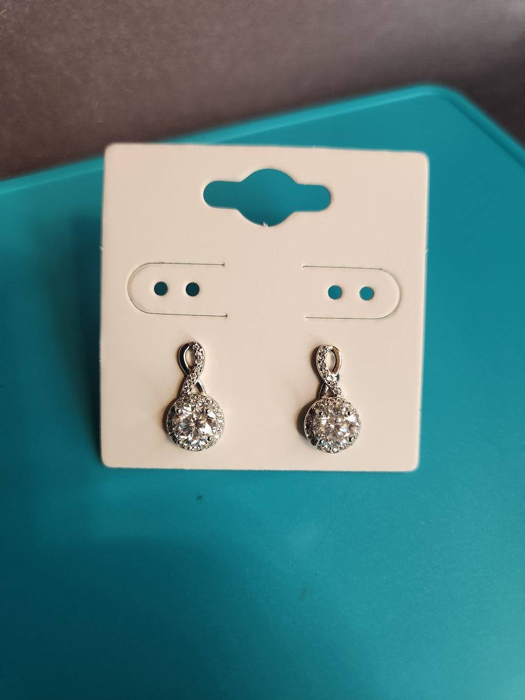 Moissanite Figure 8 Studs with Dangles- Silver Plated Earrings