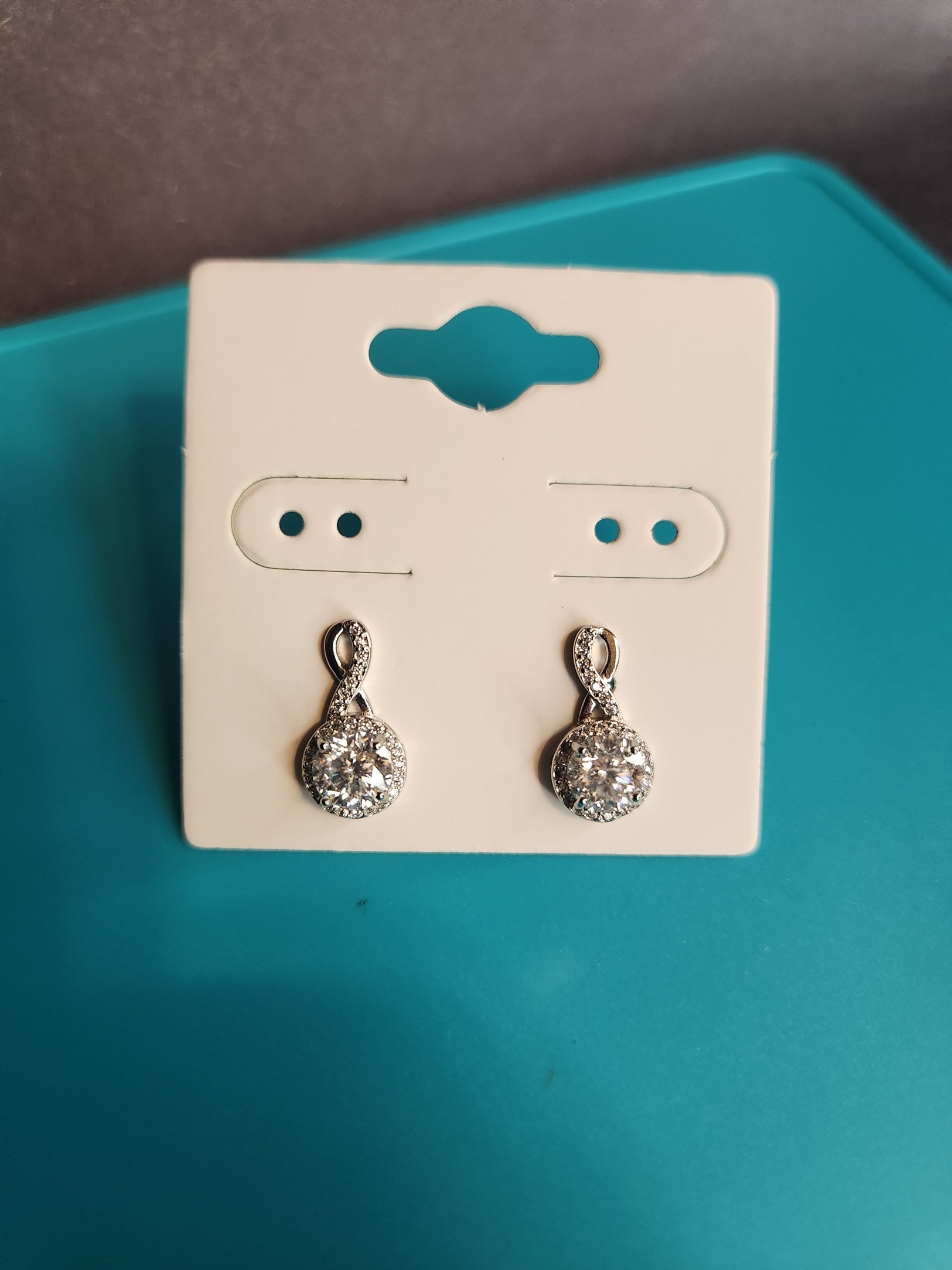 Moissanite Figure 8 Studs with Dangles- Silver Plated Earrings