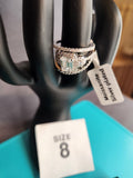 Moissanite Three Band Set, Size 8, Silver Plated