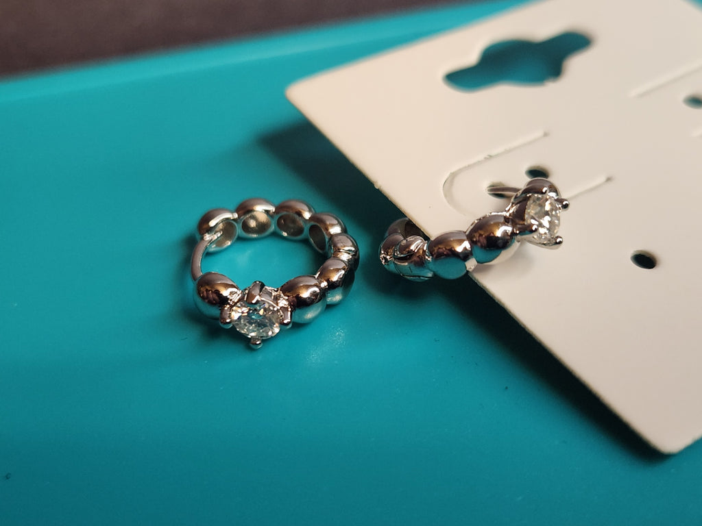 Moissanite Small Hoops- Silver Plated Earrings