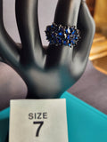 Black and Blue Cluster, Size 7, Stainless Steel