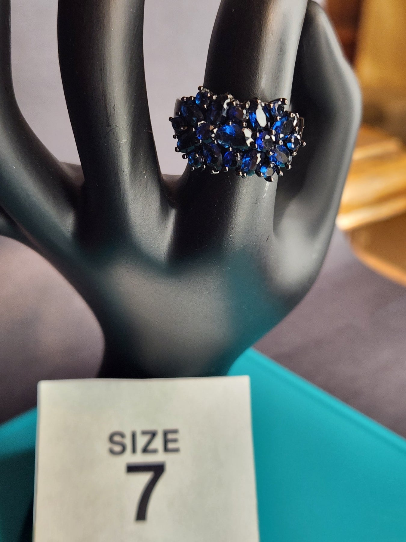 Black and Blue Cluster, Size 7, Stainless Steel