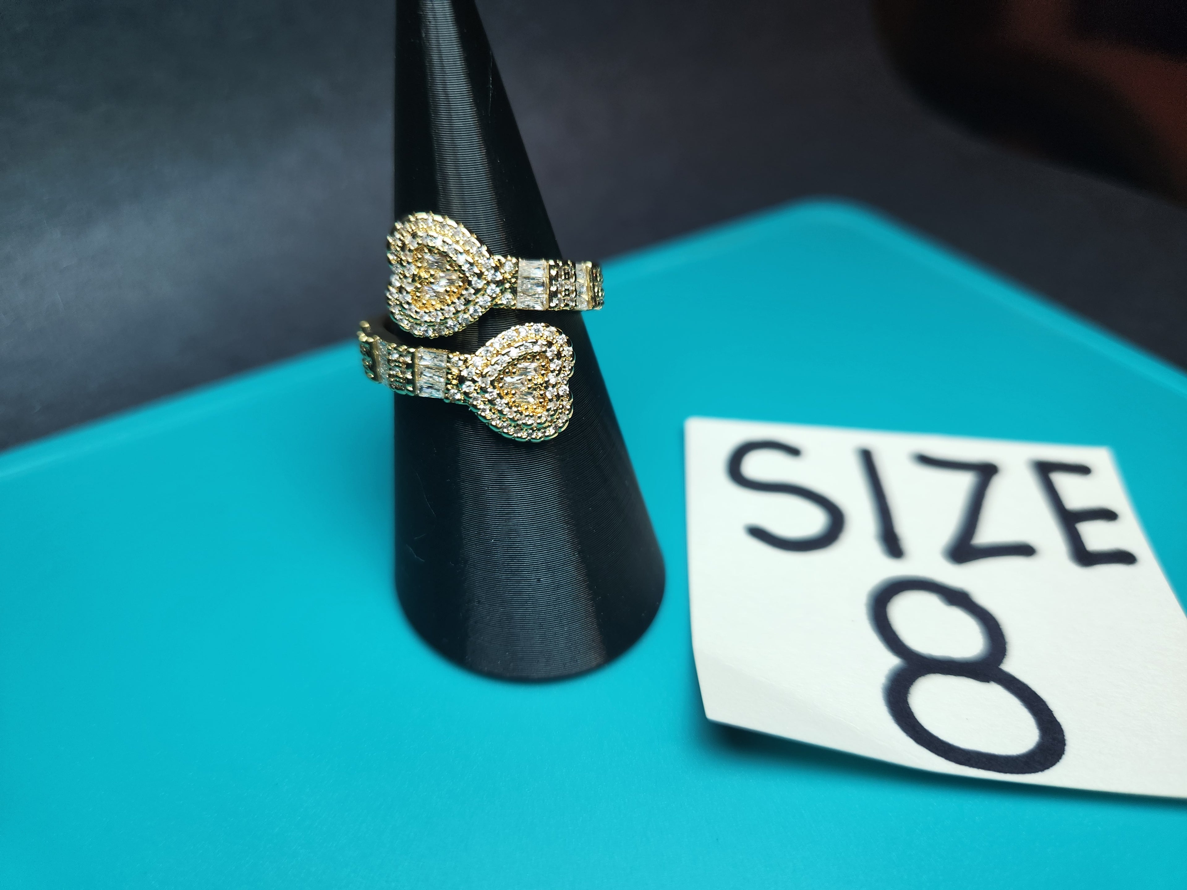 Golden Twin Heart Bypass Ring – Size 8