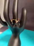 Deep black emerald-cut, adjustable size