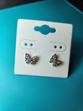 Multi-Color Pastel Crystal Butterfly Stud Earrings