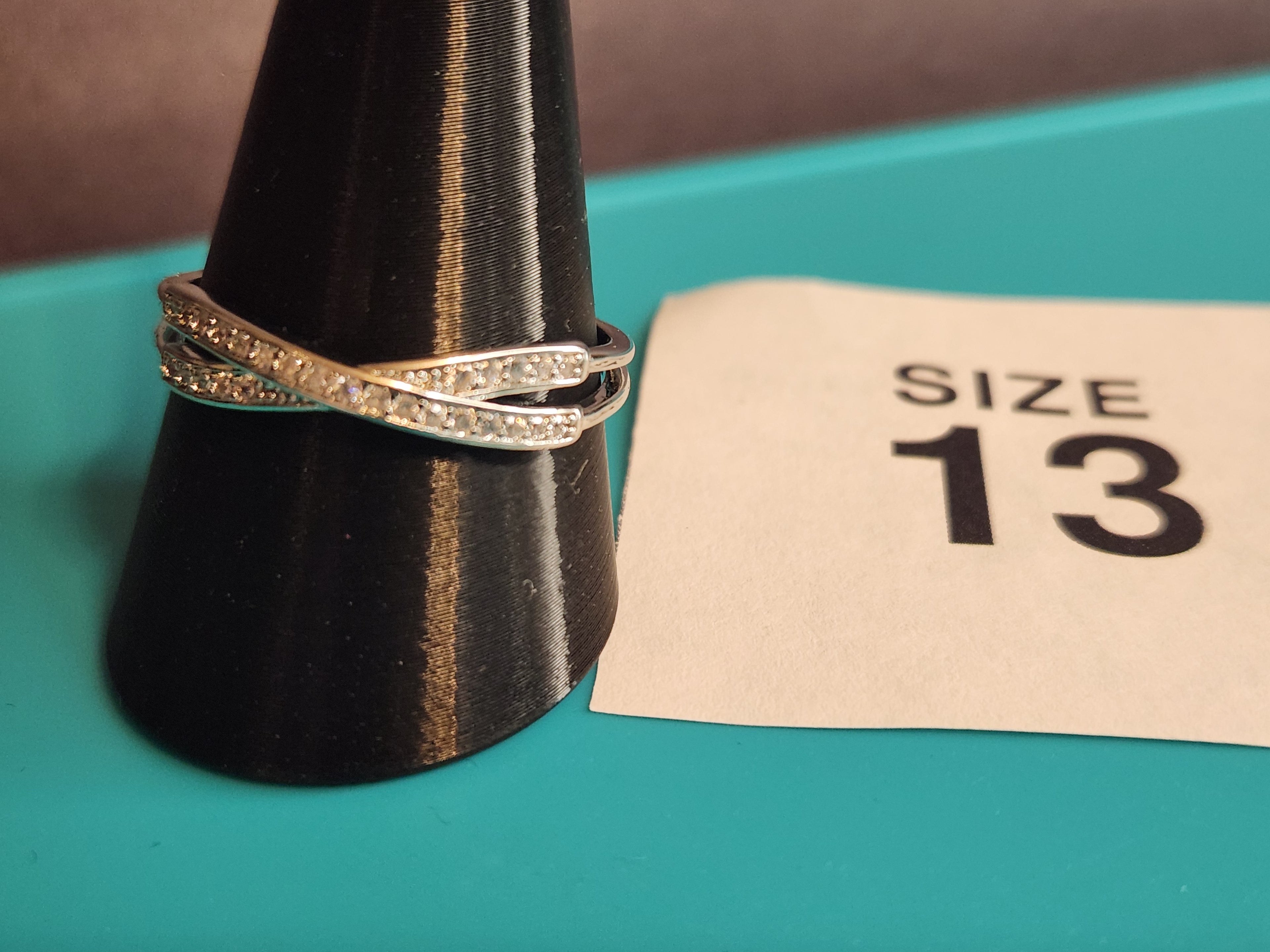Criss-Cross Pavé Band – Size 13, Stainless Steel