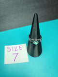 Light Blue Opal Rose Filigree Size 7 Stainless Steel