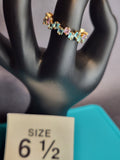 Jagged Pink and Blue Baguette, Size 6.5, Stainless Steel