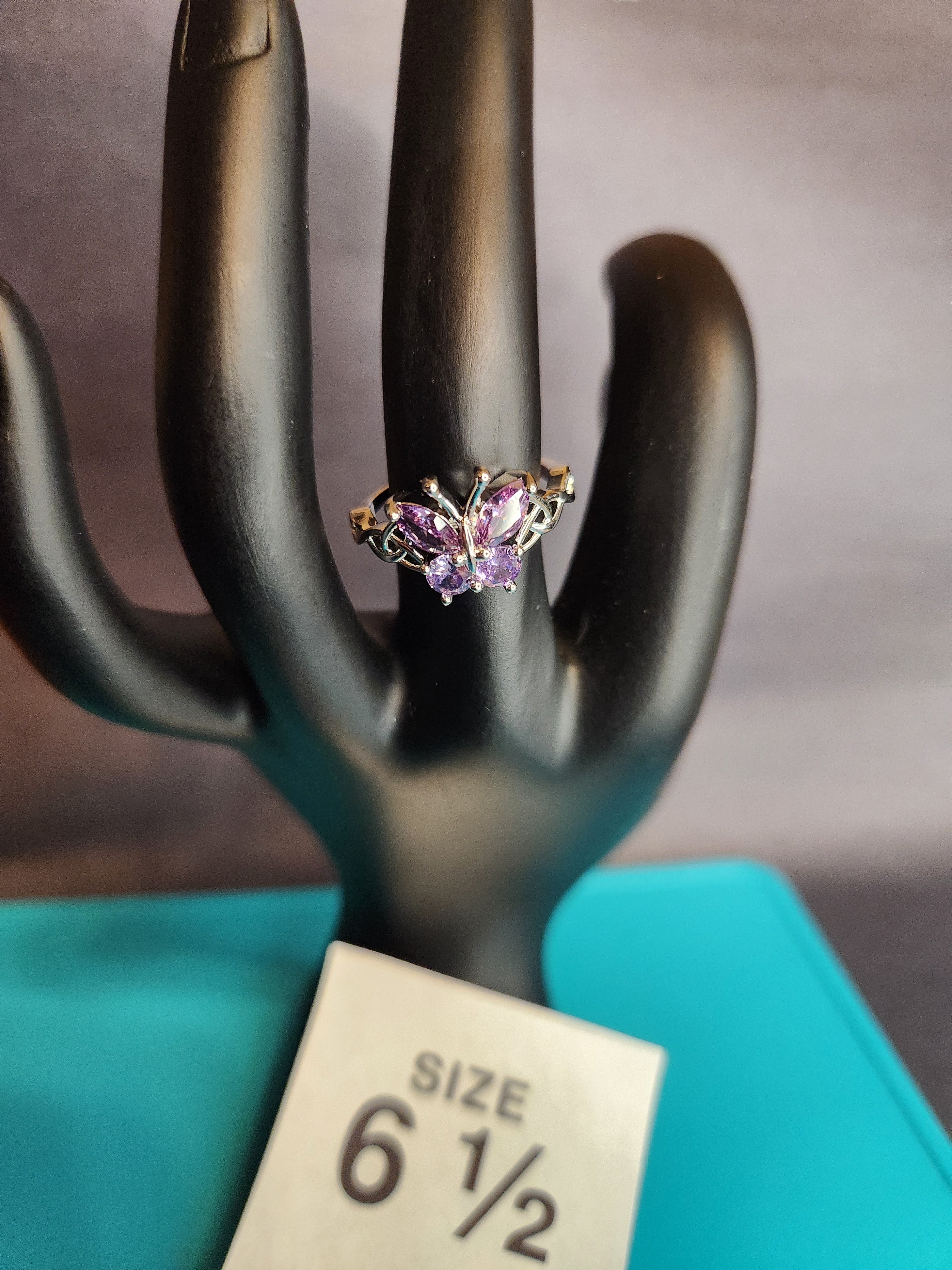 Purple Butterfly, Size 6.5, Stainless Steel