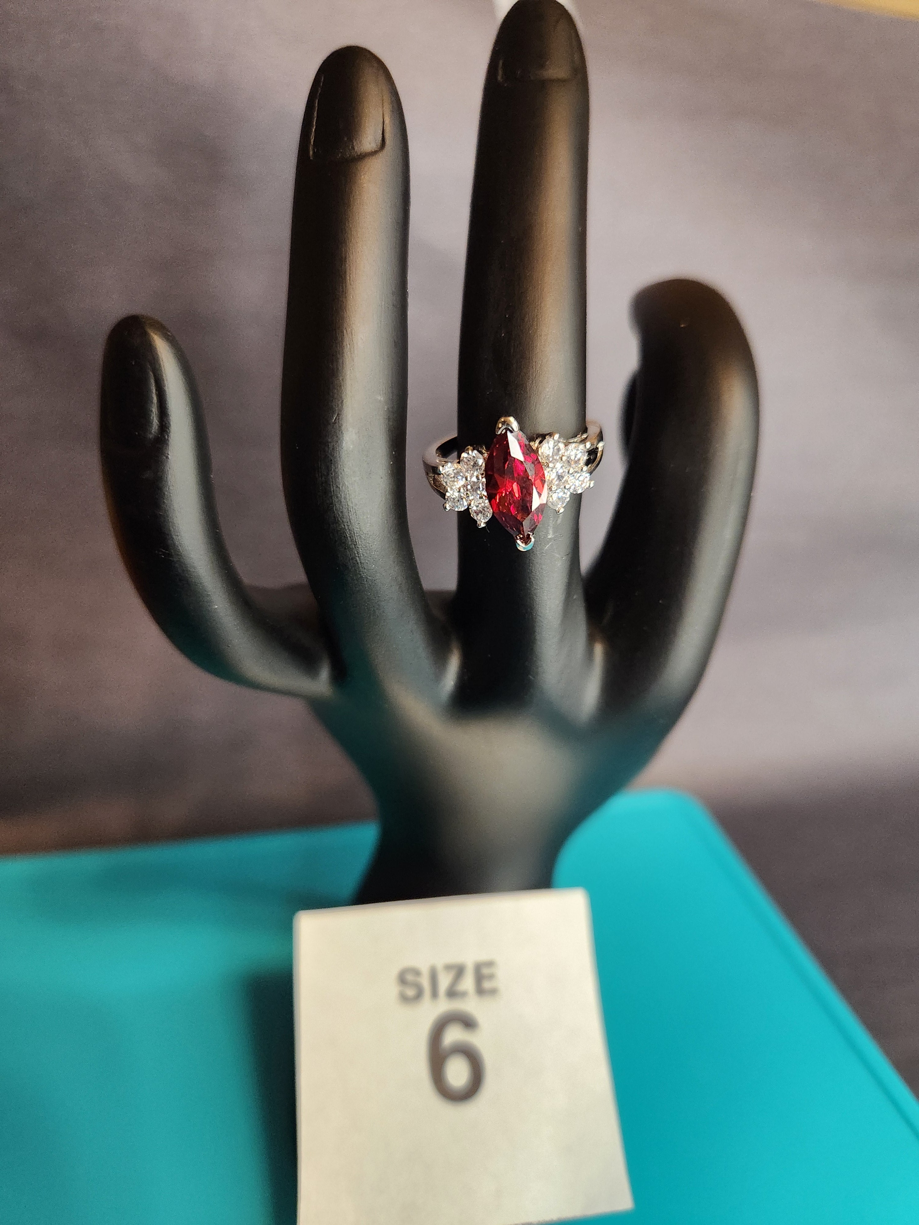 Marquise Ruby With Clear Clusters
