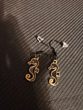 Black Enamel Seahorse Earrings