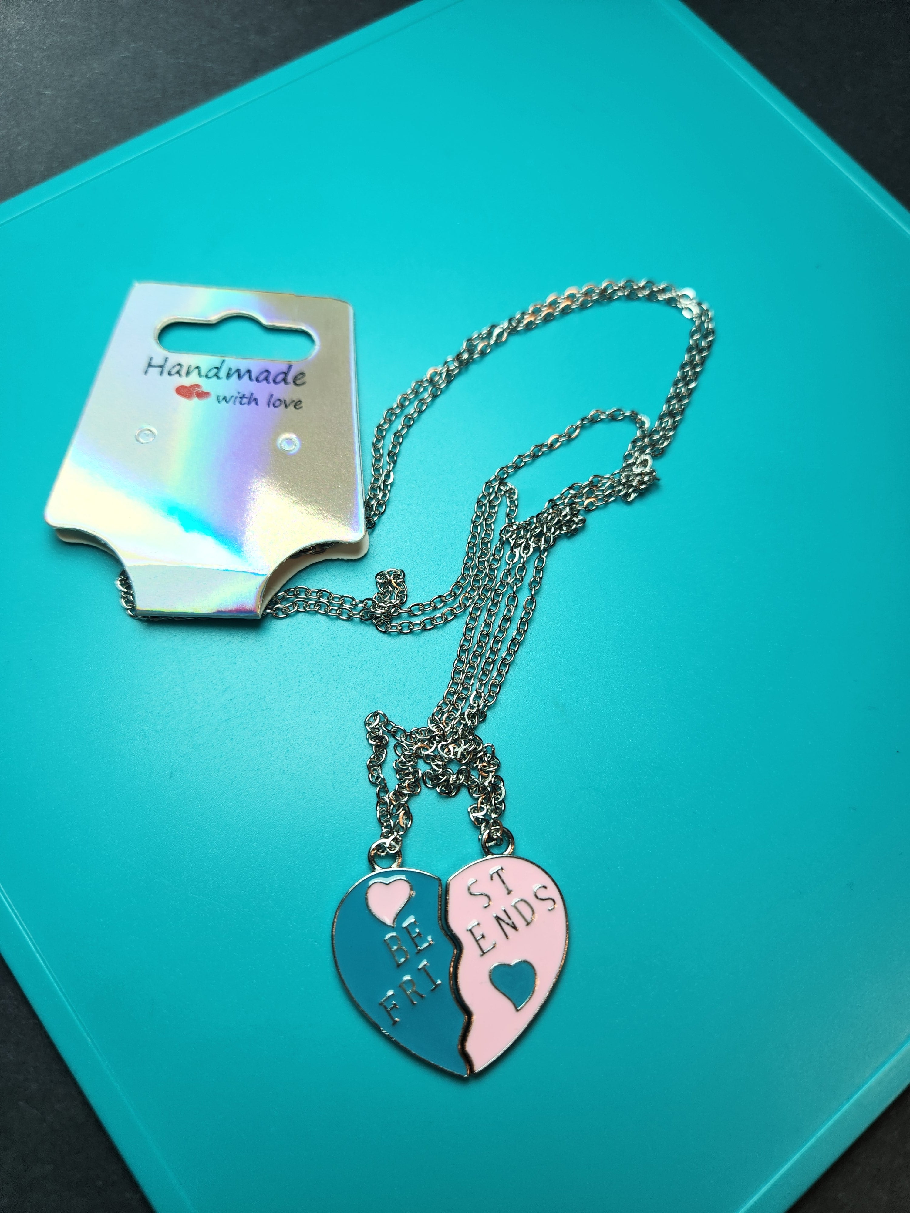 Teal and Pink Best Friends Necklaces