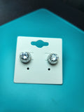 Sparkling Crescent Halo Stud Earrings