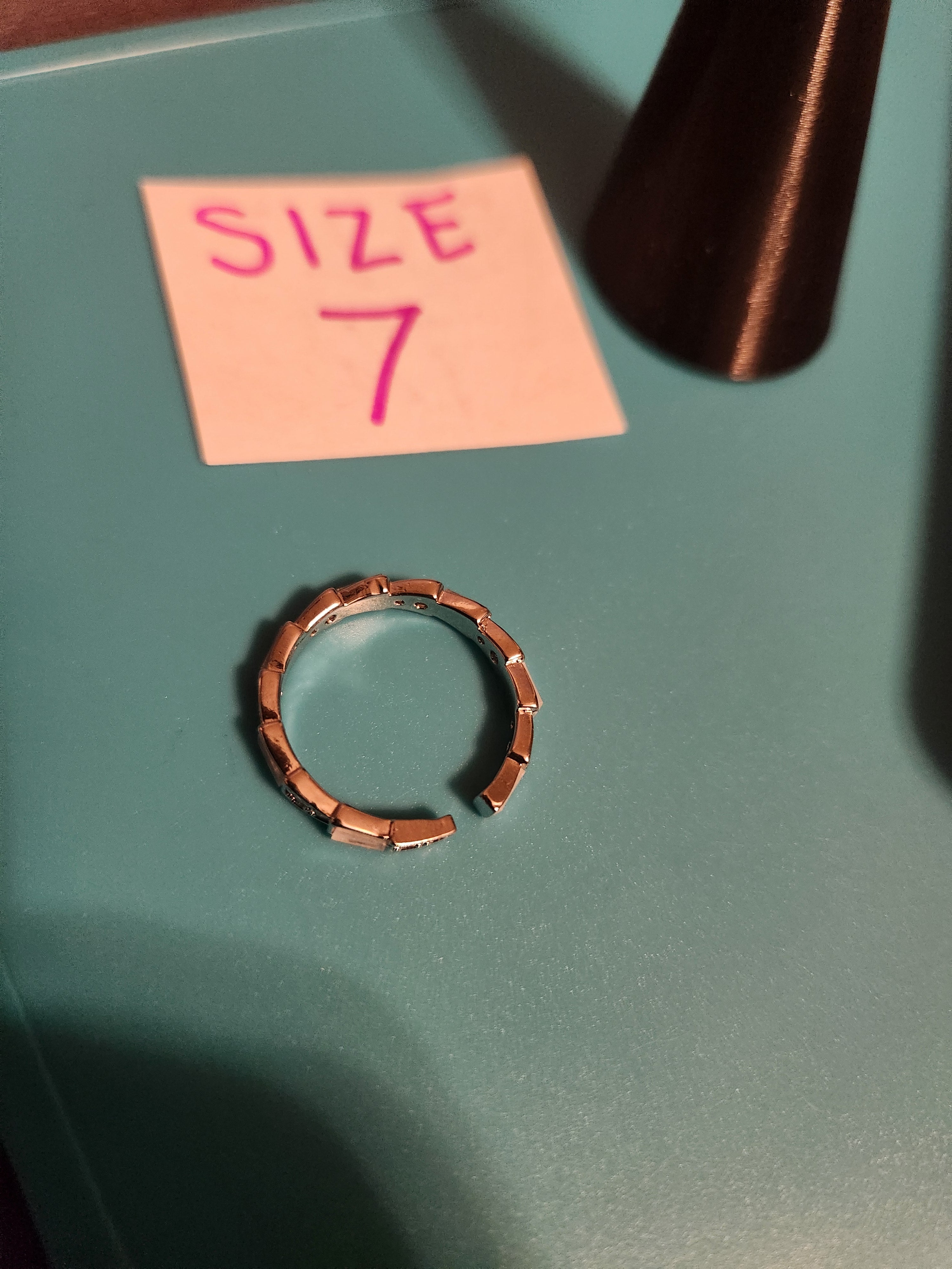 Clear Geometric Segmented Band Size 7 Stainless Steel