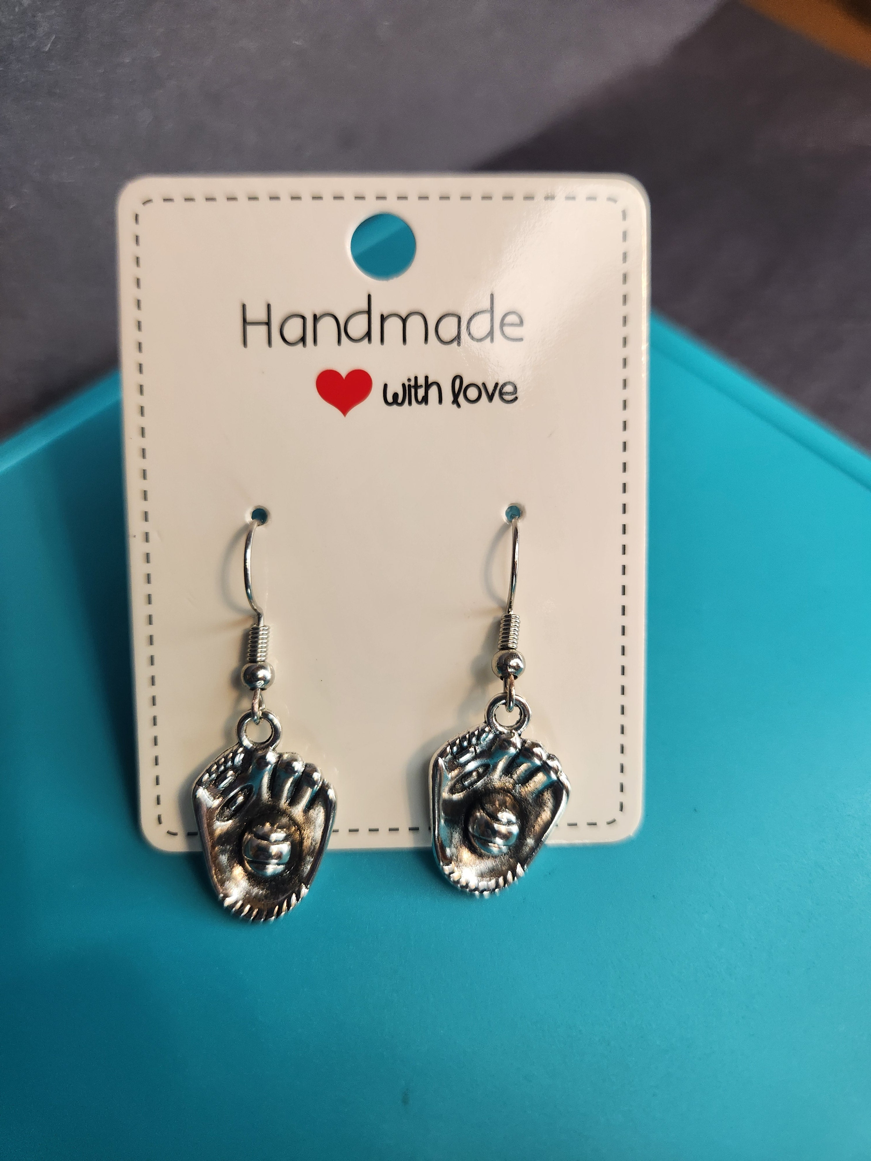 Mitt and ball earrings, hypoallergenic and nickel free