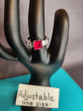 Striking ruby emerald-cut, adjustable size