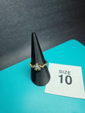 Gold Dainty Floral Clear Gemstone Ring Size 10 Stainless Steel Ring