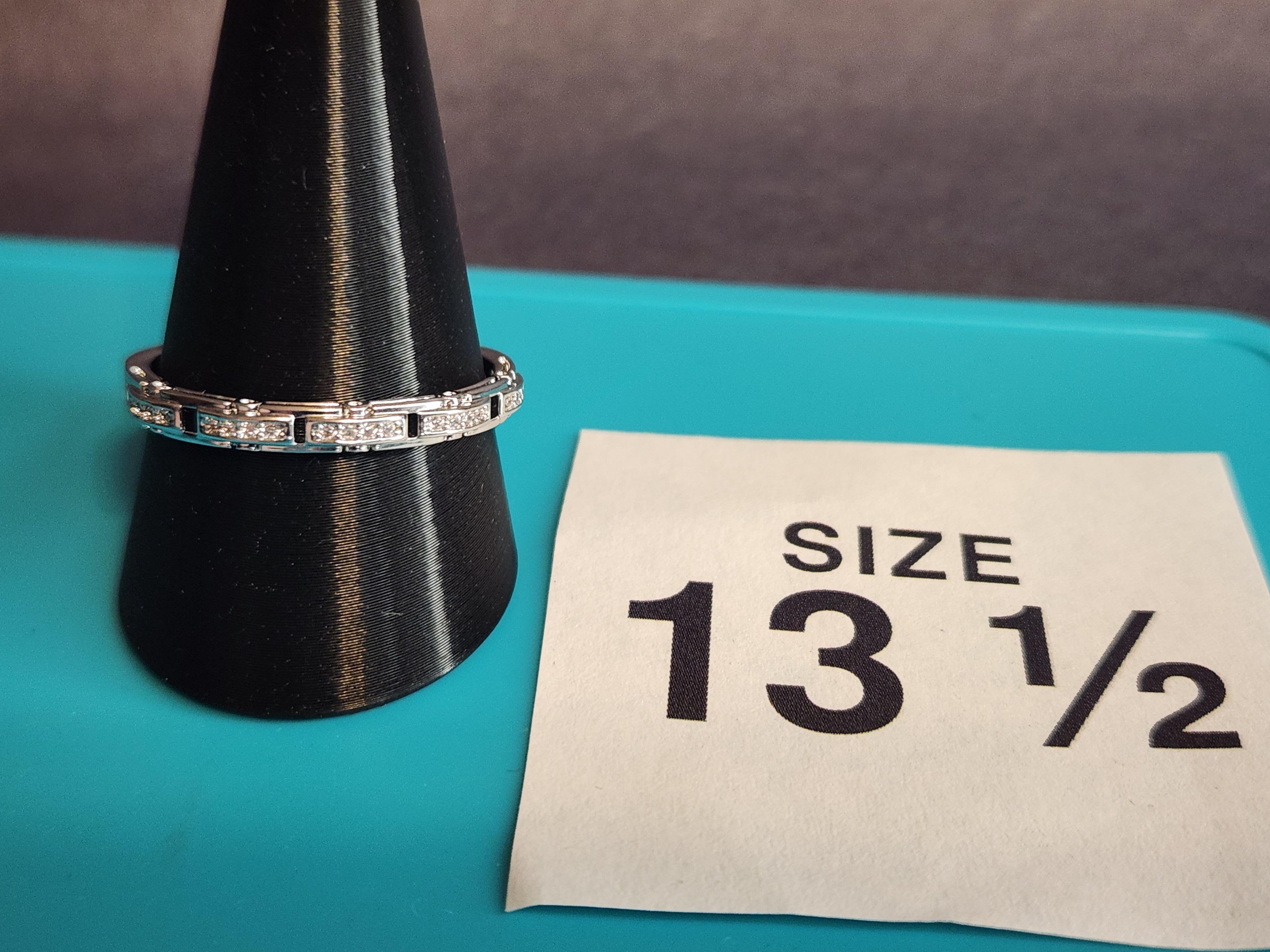 Segmented Pavé Band– Size 13.5, Stainless Steel