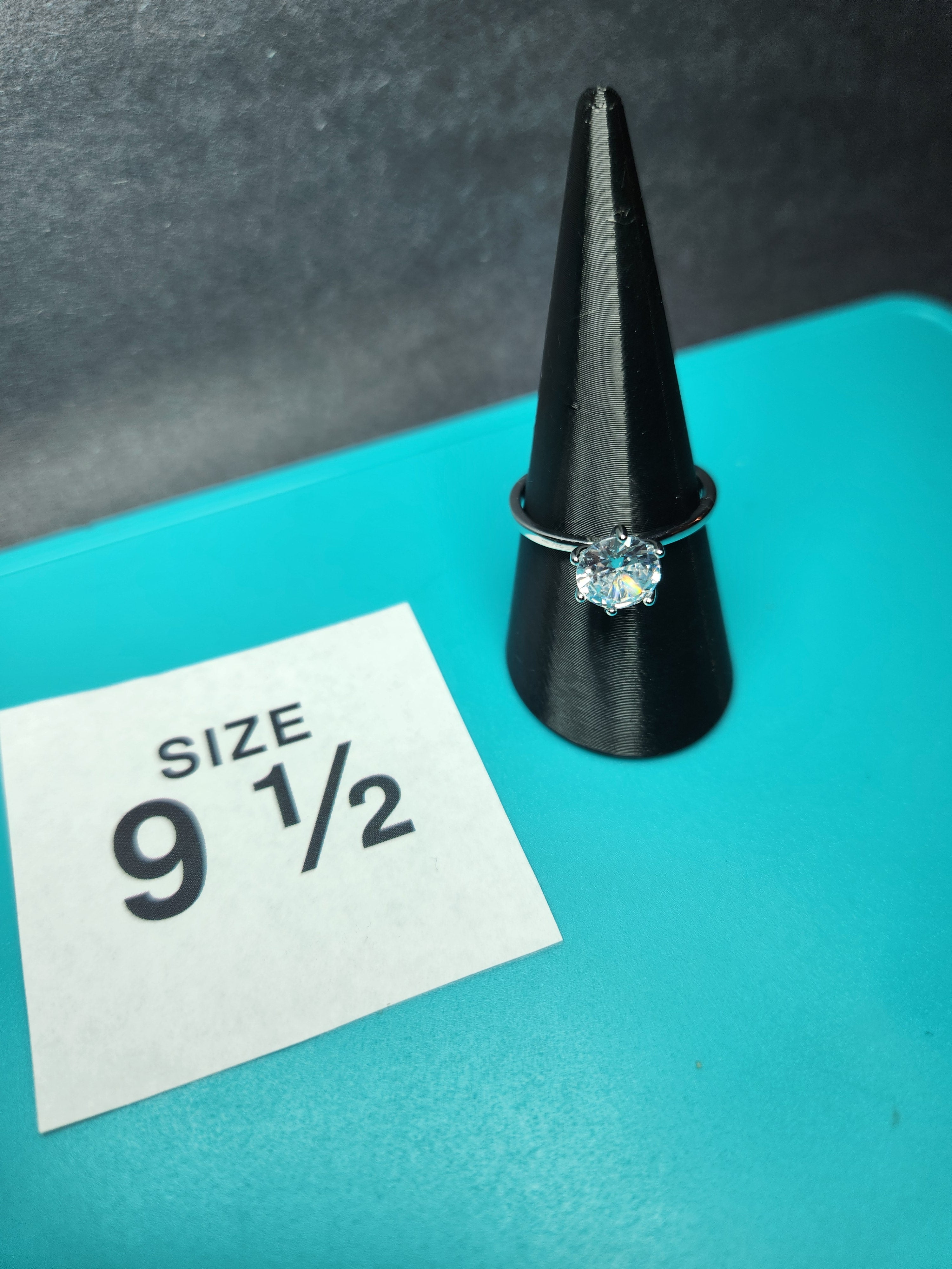 Classic Round Six-Prong Solitaire Size 9.5 Stainless Steel Ring
