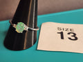 Oval Green Opal – Size 13, Stainless Steel
