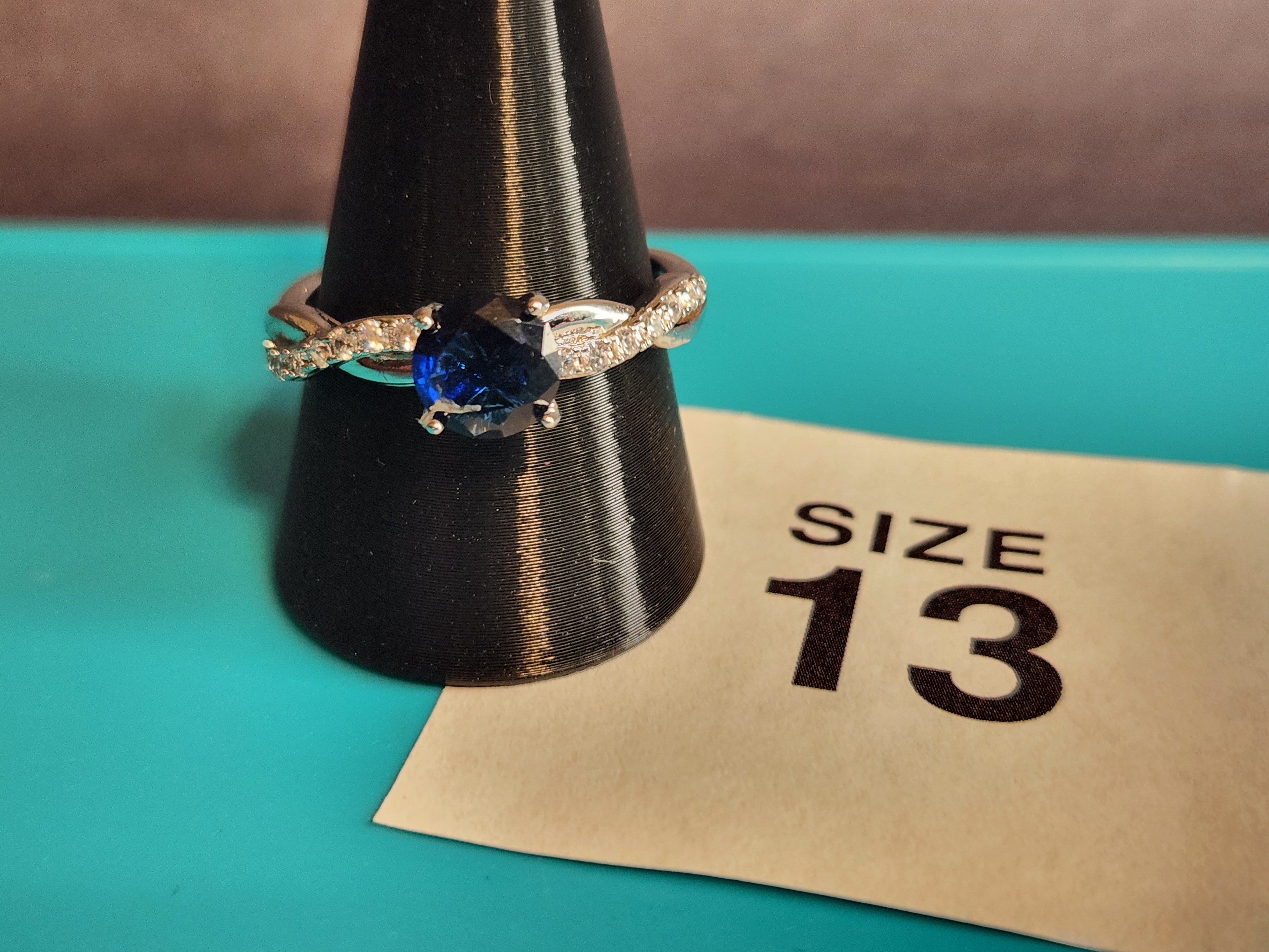 Deep blue with criss cross– Size 13, Stainless Steel