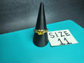 Canary Yellow Crystal Three-Stone Ring – Stainless Steel Statement Band, Size 11