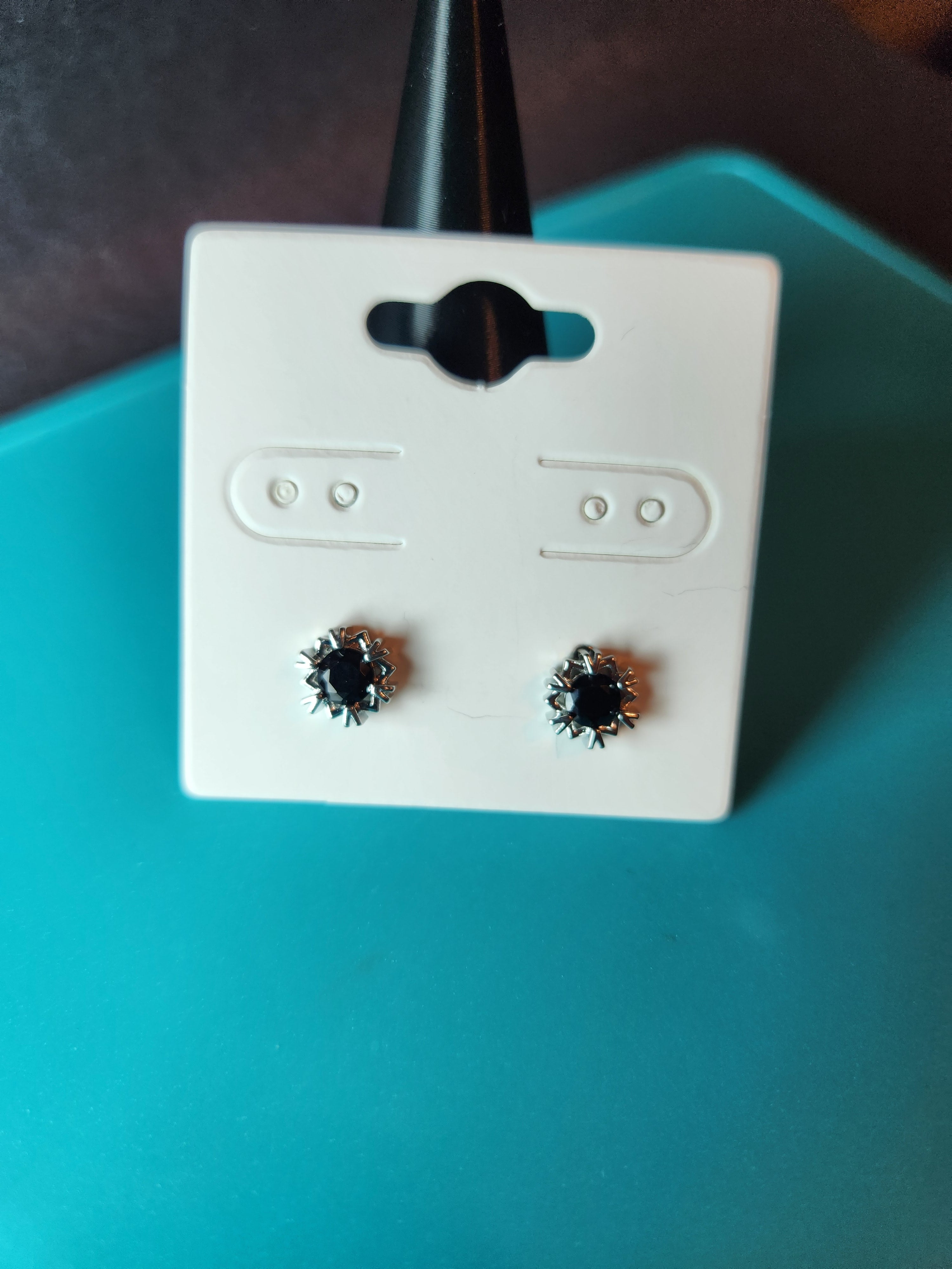 Midnight Black Sunburst Star Stud Earrings