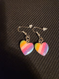 Glittery Rainbow Striped Heart Earrings 🌈