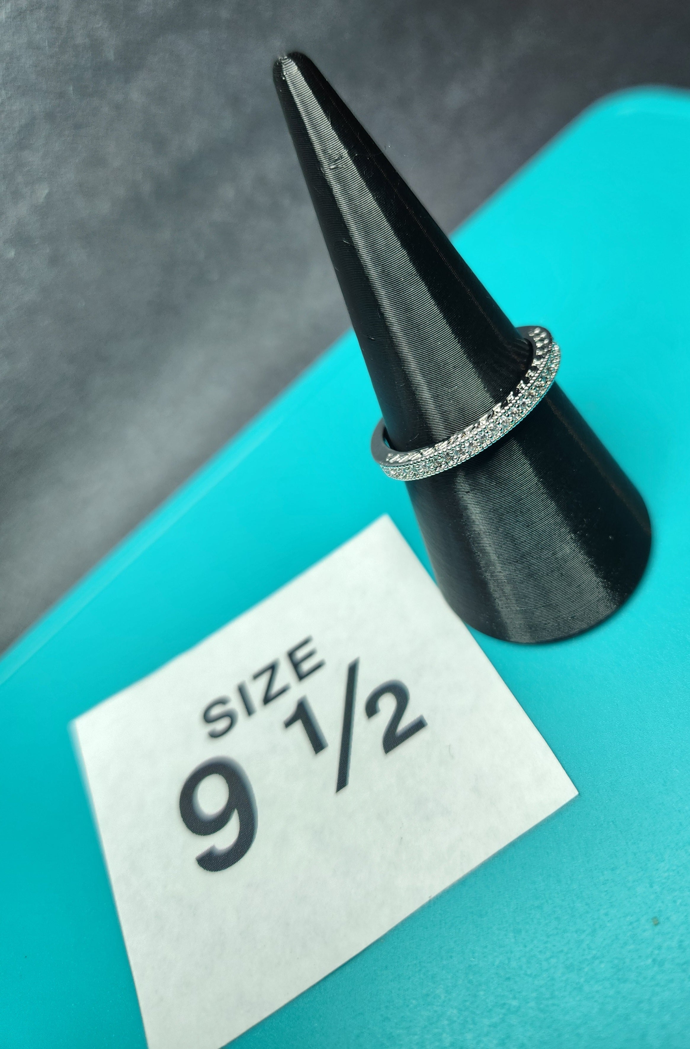 Stackable Clear Crystal Band Size 9 1/2 Stainless Steel Ring