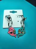 Pink and Teal Narwal Best Friends Keychains