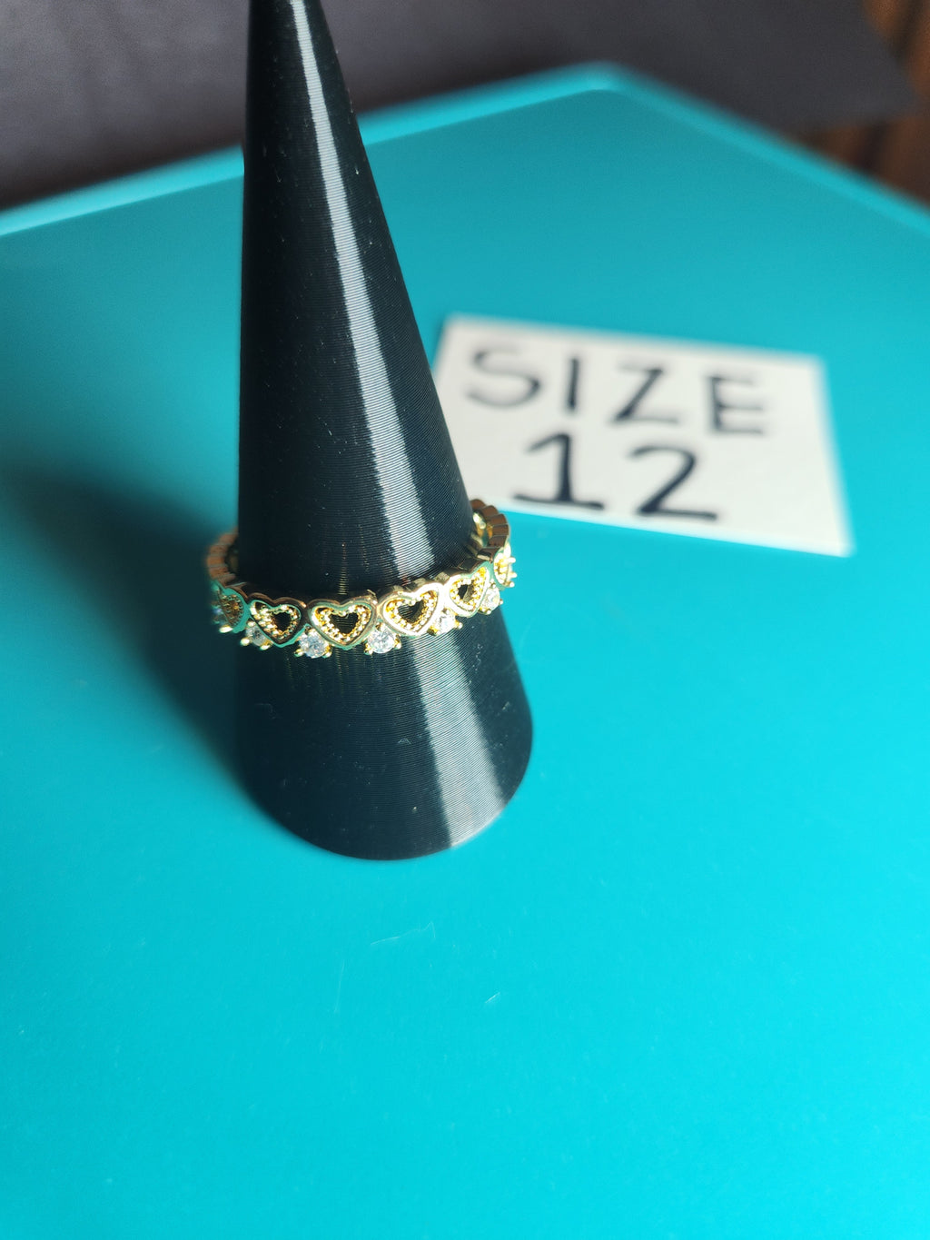 Gold-Tone Stainless Steel Sweetheart Eternity Ring – Size 12