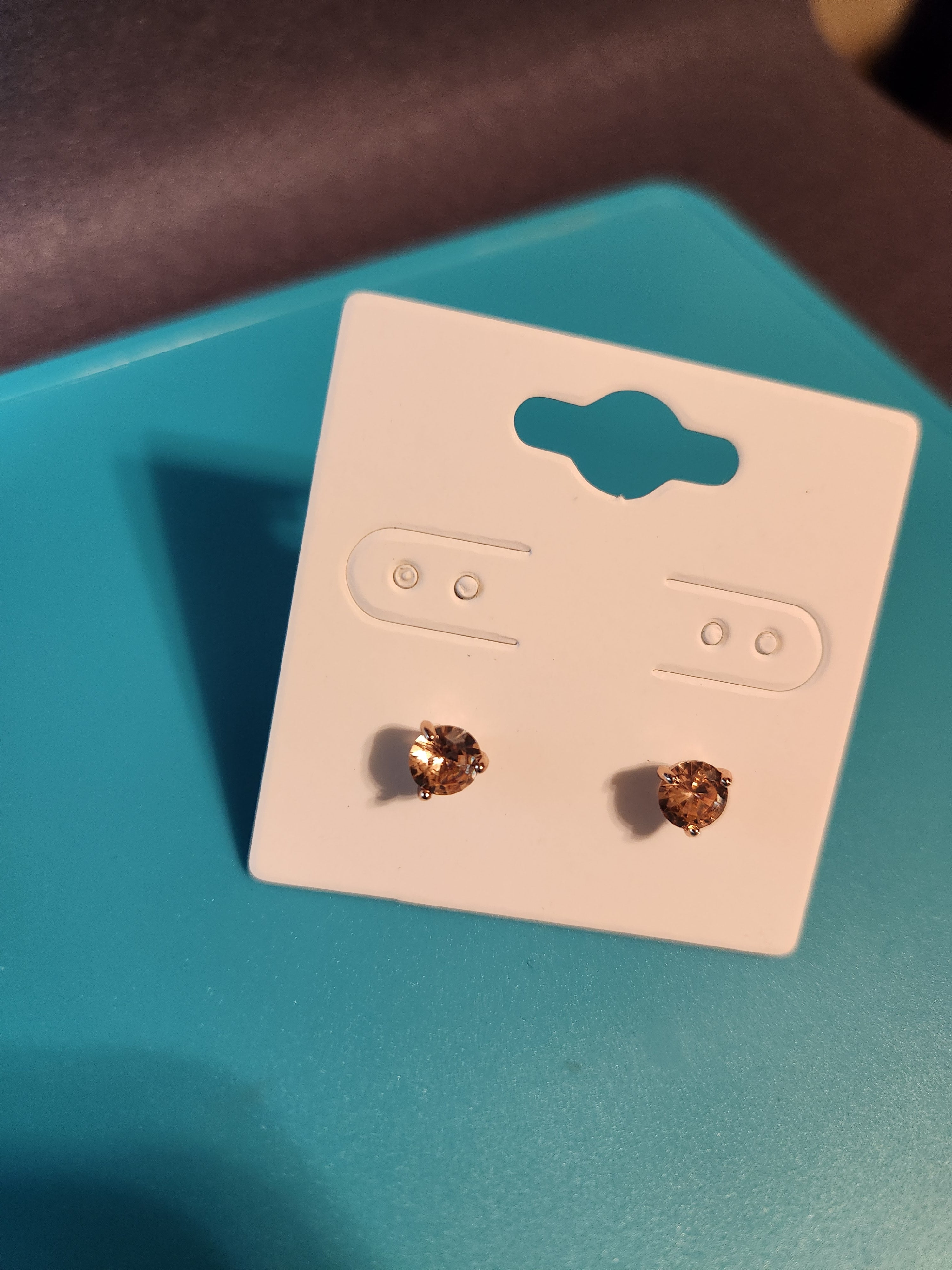 Warm Champagne Round-Cut Solitaire Studs