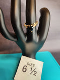 Black Onyx Heart Rose, Size 6.5, Stainless Steel