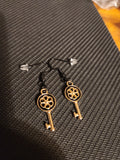 Vintage-Style Black & Gold Key Earrings 🔑