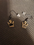 Royal Black Crown Dangle Earrings