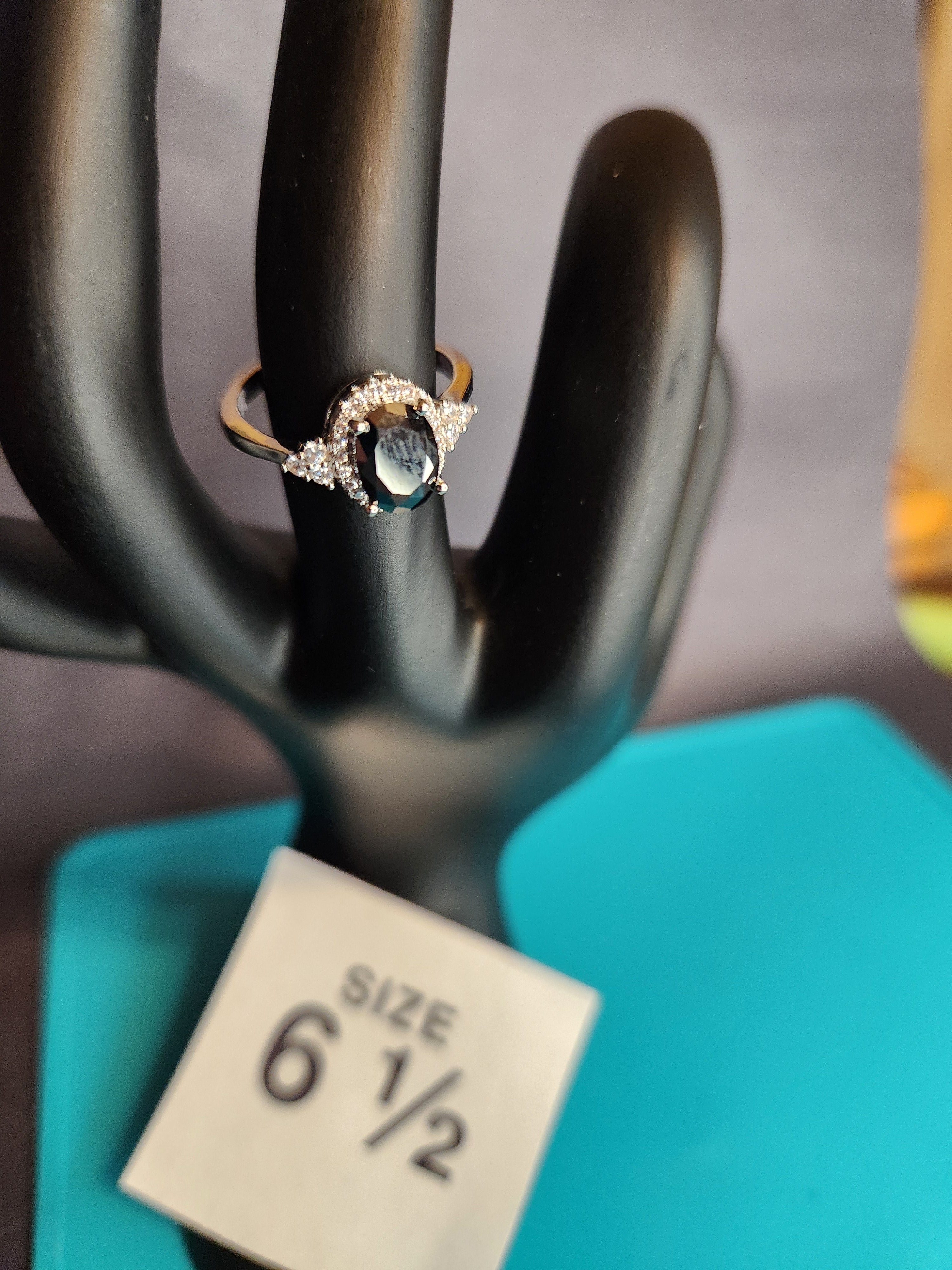 Black Halo Solitaire, Size 6.5, Stainless Steel