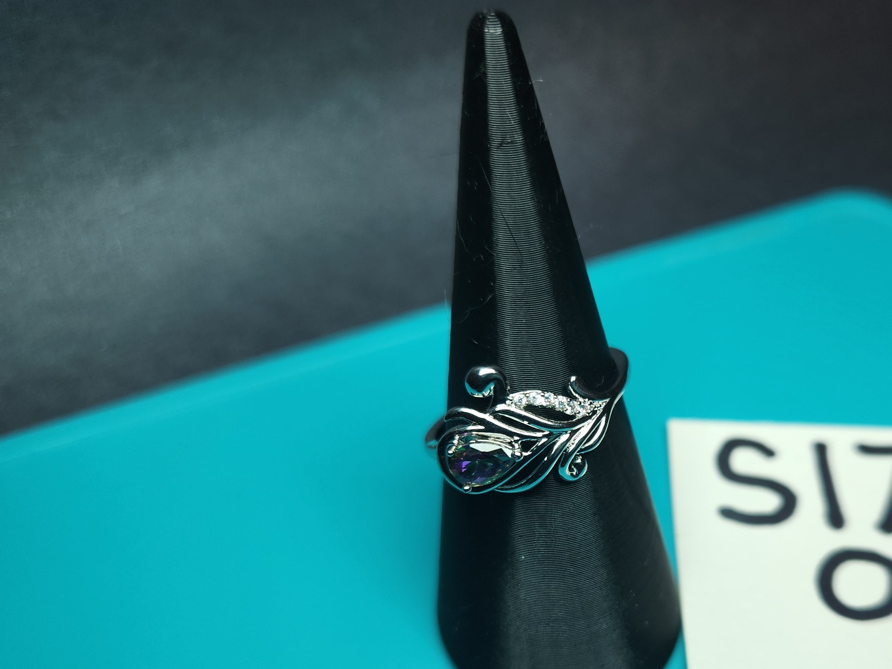 Amethyst Teardrop Filigree Vine Ring – Size 8.5