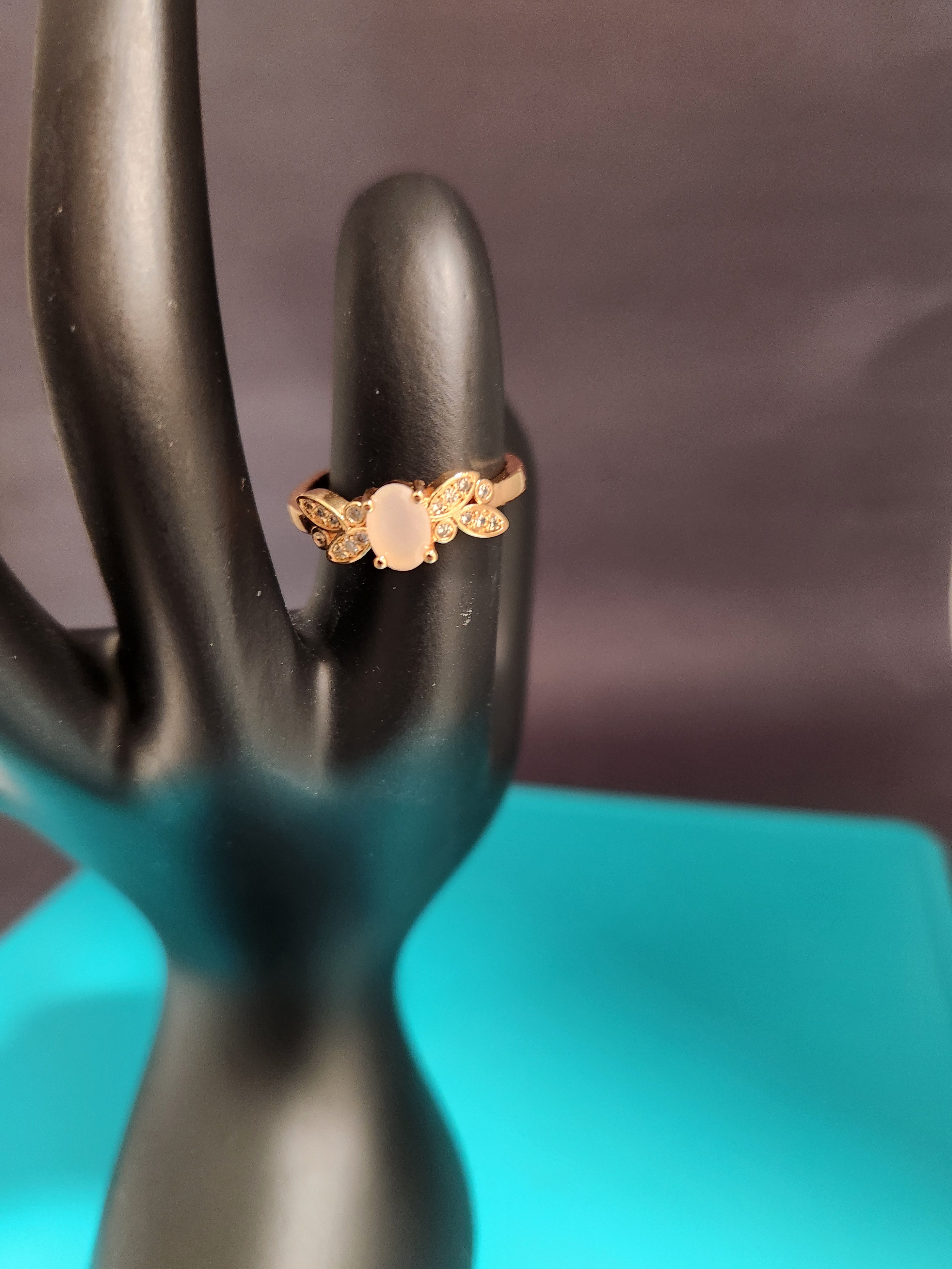 Dainty pale pink opal butterfly, adjustable size