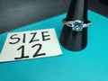 Size 12 Round Solitaire Crystal Ring | Silver Stainless Steel Twisted Pave Engagement Style Ring