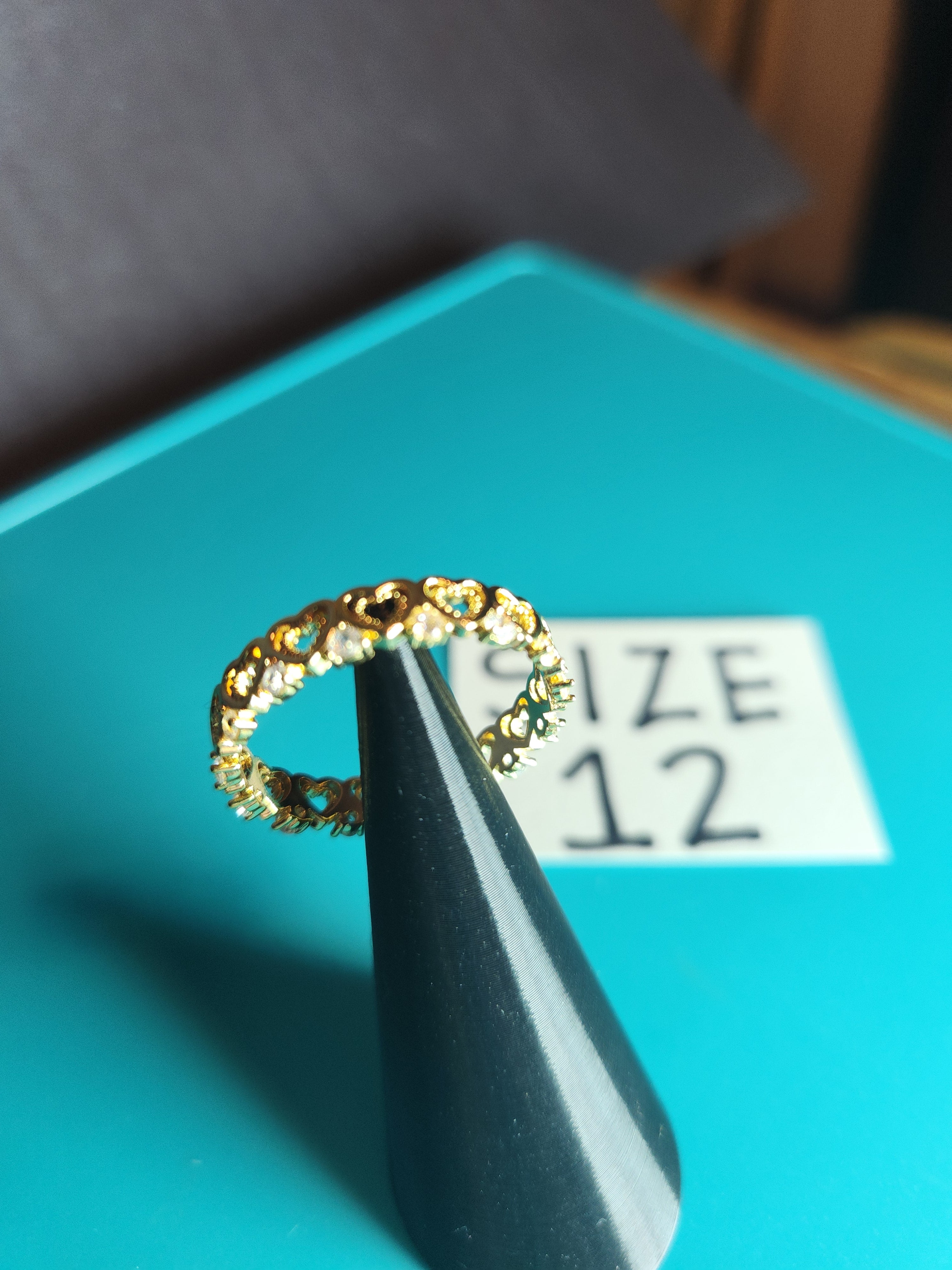 Gold-Tone Stainless Steel Sweetheart Eternity Ring – Size 12