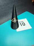 Gold Geometric Double Triangle Crystal Ring Size 10 Stainless Steel Ring