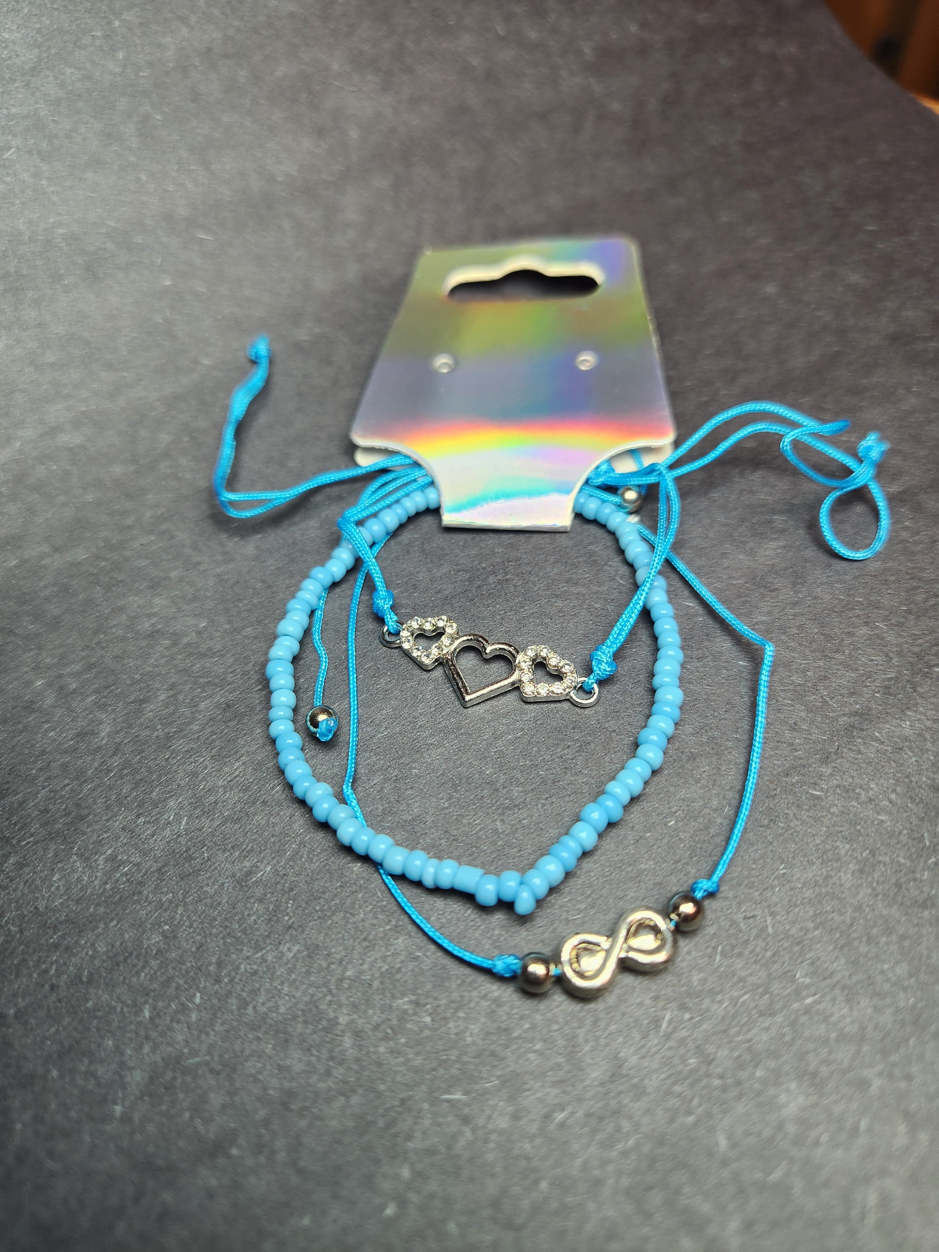 Ocean Blue Adjustable Cord & Beaded Bracelet Trio